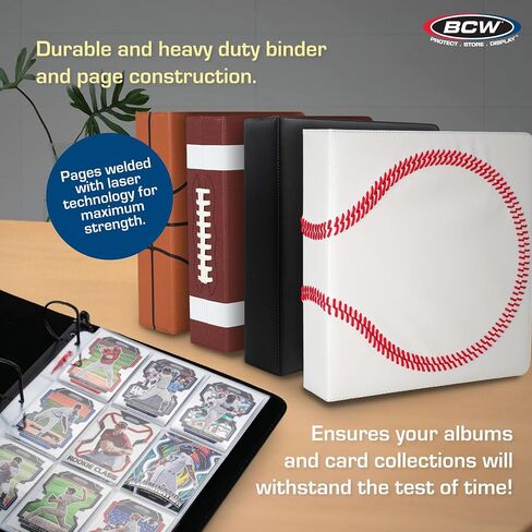 BCW Laserweld 9 Pocket Pages (100 Pack) & BCW 3-Inch Sports Collectors Album - Basketball | Ultra Flat, Clear Pocket Pages with 3" Binder for Trading Cards | Ideal for Basketball Card Collectors in Saudi Arabia