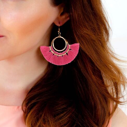 BaubleStar Tassel Hoop Earrings Fringe Drop Gold Tone Circle Tiered Earrings for Women Girls in Saudi Arabia