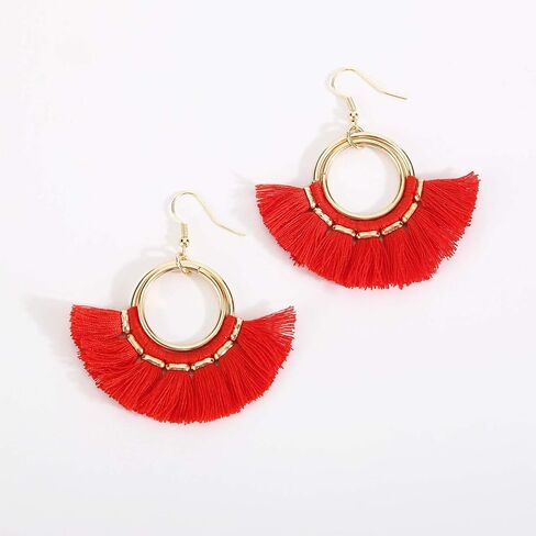 BaubleStar Tassel Hoop Earrings Fringe Drop Gold Tone Circle Tiered Earrings for Women Girls in Saudi Arabia
