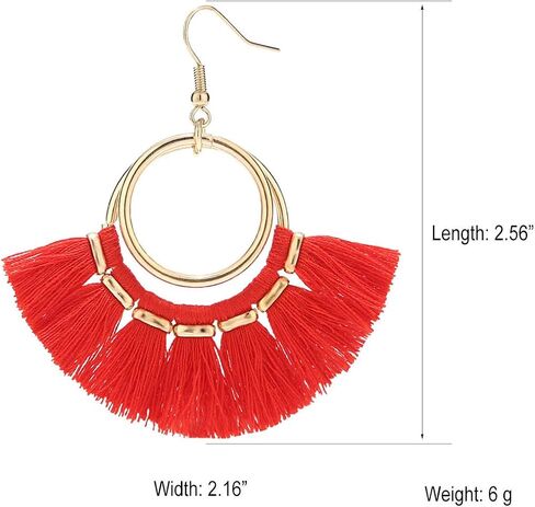 BaubleStar Tassel Hoop Earrings Fringe Drop Gold Tone Circle Tiered Earrings for Women Girls in Saudi Arabia