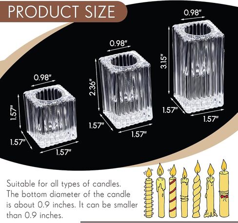 12 قطعة من حوامل الشموع الزجاجية من موموفي، حامل شموع شريطية رأسية، بالجملة لشمعة عمود، حامل عصي شموع مستدقة للحفلات، وحفلات الزفاف والاحتفالات in Kuwait