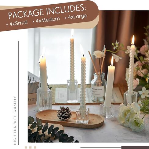 12 قطعة من حوامل الشموع الزجاجية من موموفي، حامل شموع شريطية رأسية، بالجملة لشمعة عمود، حامل عصي شموع مستدقة للحفلات، وحفلات الزفاف والاحتفالات in Kuwait