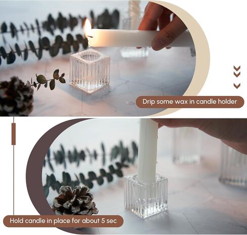 12 قطعة من حوامل الشموع الزجاجية من موموفي، حامل شموع شريطية رأسية، بالجملة لشمعة عمود، حامل عصي شموع مستدقة للحفلات، وحفلات الزفاف والاحتفالات in Kuwait