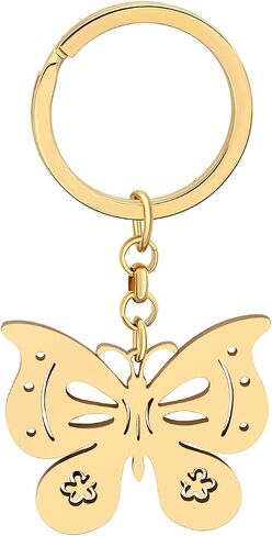LONYOO Stainless Steel Butterfly Keyring Pendant Butterfly Keychain Gifts for Women Girls Key Chain Car Purse Charms in Saudi Arabia