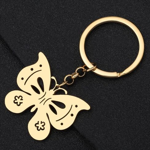 LONYOO Stainless Steel Butterfly Keyring Pendant Butterfly Keychain Gifts for Women Girls Key Chain Car Purse Charms in Saudi Arabia
