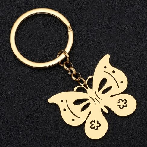 LONYOO Stainless Steel Butterfly Keyring Pendant Butterfly Keychain Gifts for Women Girls Key Chain Car Purse Charms in Saudi Arabia