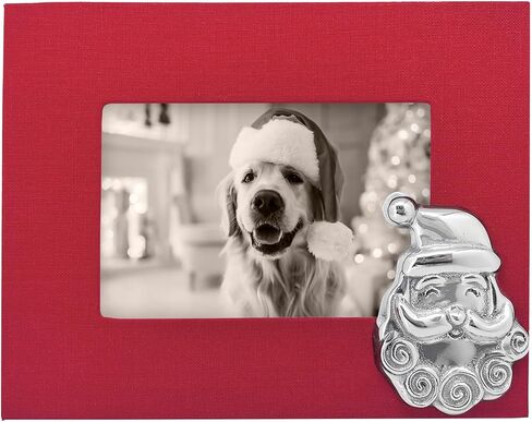 RED LINEN WITH SMILING SANTA 4X6 FRAME | RED | TEXTILE | FRAMES | DECORATIVE PHOTO FRAMES | LINEN | HANDMADE IN MEXICO in Saudi Arabia