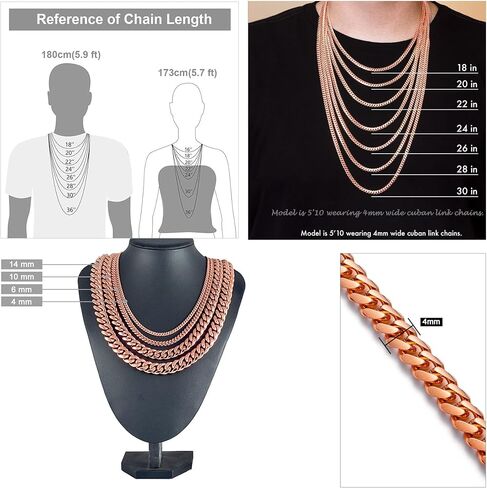 Jewelry Kingdom 1 Cuban Link Chain Necklace or Bracelet with Quick Release Buckle for Men Boys RoseGold Stainless Steel Hip Hop Miami Curb Chain 7-30 inches in Kuwait