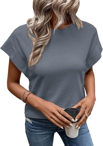 SweatyRocks Women's Solid Short Batwing Sleeve Tee Tops Plain Casual Solid Loose Holiday T-Shirts in Saudi Arabia