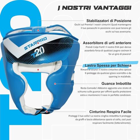 Starpro Boxing Headguard - PU Leather - Muay Thai Kickboxing Training Protection and Fighting Headgear - Various Sizes in Kuwait