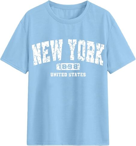 تي شيرت نسائي كبير الحجم تي شيرت برسوم علم الولايات المتحدة الأمريكية تي شيرت كلاسيكي فضفاض بأكمام قصيرة تيشيرتات صيفية فضفاضة من القطن برقبة دائرية in Kuwait