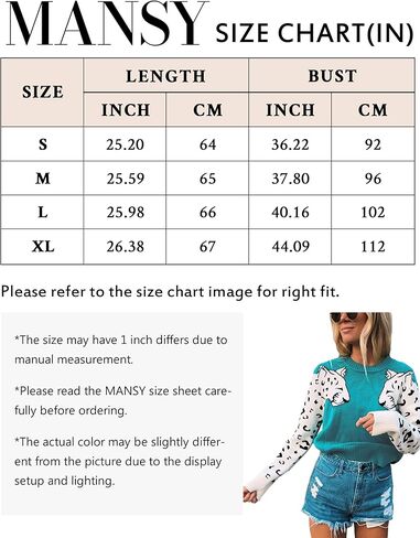 Mansy Women's Casual Long Sleeve Crew Neck Cute Animal Leopard Print Knitted Pullover Sweater Tops in Kuwait
