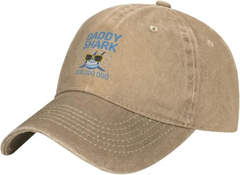 Daddy SharkDistressed Adjustable Washed Denim Mens Dad Trucker Hat Baseball Ball Cap for Men in Saudi Arabia