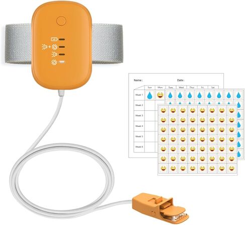 Bedwetting Sensor Monitors for Kids, Wireless Nighttime Pee Alarms with Loud Sound & Strong Vibration, Potty Training for Children, Orange in Saudi Arabia