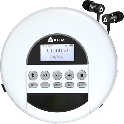 KLIM Nomad - New Version - Portable CD Player Walkman with Long-Lasting Battery - with Headphones - Radio FM - Compatible MP3 CD Player Portable - TF Card Radio FM Bluetooth - Ideal for Cars - Grey in Saudi Arabia