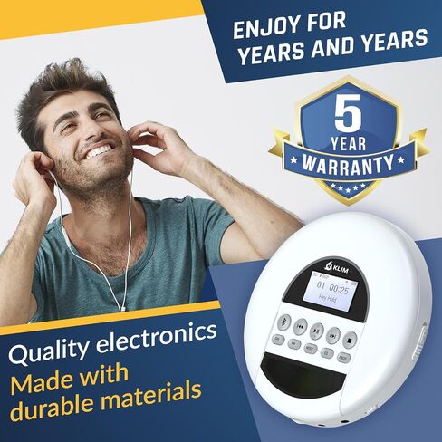 KLIM Nomad - New Version - Portable CD Player Walkman with Long-Lasting Battery - with Headphones - Radio FM - Compatible MP3 CD Player Portable - TF Card Radio FM Bluetooth - Ideal for Cars - Grey in Saudi Arabia