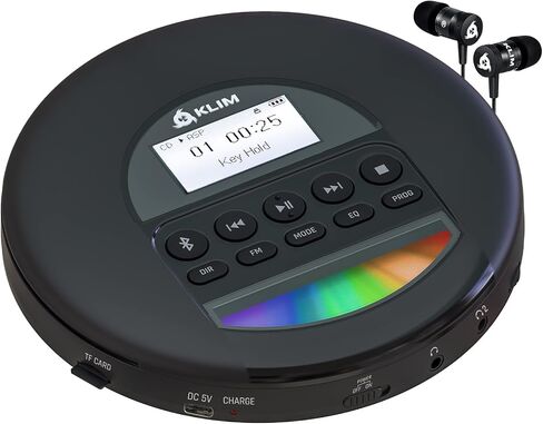 KLIM Nomad - New Version - Portable CD Player Walkman with Long-Lasting Battery - with Headphones - Radio FM - Compatible MP3 CD Player Portable - TF Card Radio FM Bluetooth - Ideal for Cars - Grey in Saudi Arabia