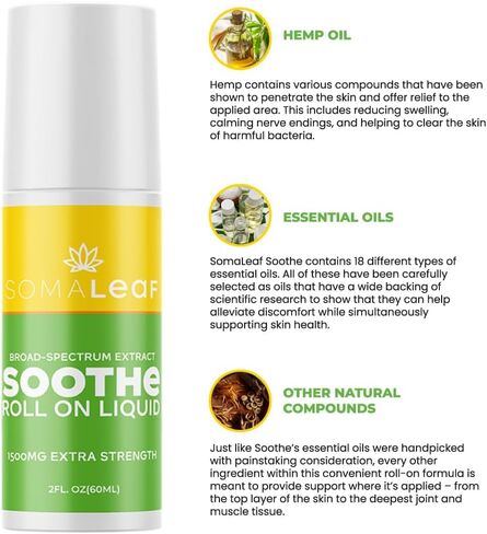 Soothe, Hemp Oil Roll-On, 1500 MG, Extra Strength, Natural Comfort for Muscles, HIPS, Joints, Neck, Back, Elbows, Fingers, Hands, and Knees in Saudi Arabia