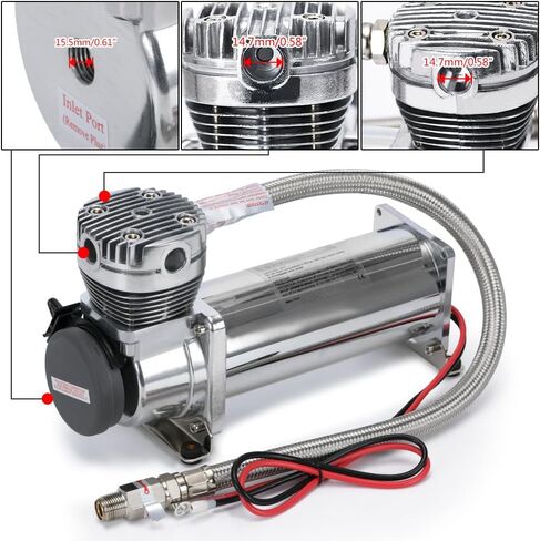 PTNHZ Universal 1/4 NPT DC 12V 480c 200 PSI التحكم في كيس الهواء ضاغط التعليق/مجموعة ركوب المضخة للسيارات/الدراجات النارية in Saudi Arabia