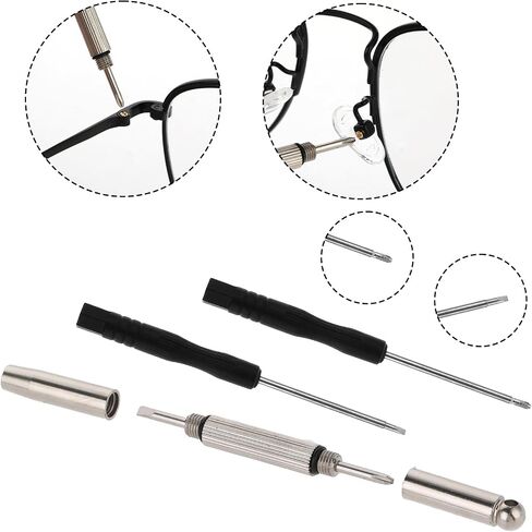 Eyeglass Repair Kit with Screws, Gold Eye Glass Repairing Kit Glasses Repair Tool with Precision Screwdriver, Nose Pads, Cleaning Cloth, Tweezers for Eyeglasses, Sunglasses, Watch, Clock Repair in Saudi Arabia