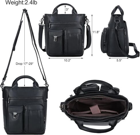 TIDING Genuine Leather Shoulder Bag for Men Large Crossbody Bag Work Business Messenger Bag Man Purse Fits 11 Inch Tablet in Saudi Arabia