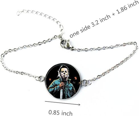 Twin Six Michael Myrs 3pcs Horror Halloween Necklace Earring Bracelet Set, Cosplay Pendant Keyring, Gifts for Women, Men, Girls, Boys in Kuwait