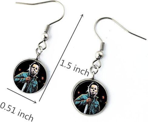 Twin Six Michael Myrs 3pcs Horror Halloween Necklace Earring Bracelet Set, Cosplay Pendant Keyring, Gifts for Women, Men, Girls, Boys in Kuwait