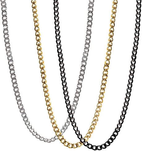 Andblue 3 Pcs 3.5mm Mens Chain Necklaces Stainless Steel Cuban Link Chain for Men Women 18, 20, 22, 24 Inch in Saudi Arabia