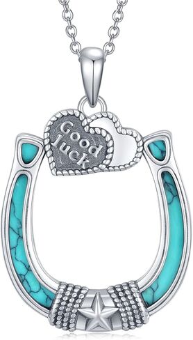 Daixiya Western Cow Tap Necklace 925 Sterling Silver Turquoise Daisy Western Pendant Necklace Western Jewelry Gifts for Women Girls, Sterling Silver, Turquoise in Saudi Arabia