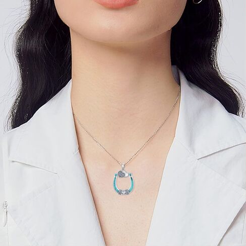Daixiya Western Cow Tap Necklace 925 Sterling Silver Turquoise Daisy Western Pendant Necklace Western Jewelry Gifts for Women Girls, Sterling Silver, Turquoise in Saudi Arabia