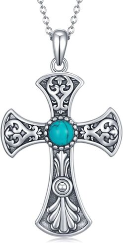Daixiya Western Cow Tap Necklace 925 Sterling Silver Turquoise Daisy Western Pendant Necklace Western Jewelry Gifts for Women Girls, Sterling Silver, Turquoise in Saudi Arabia