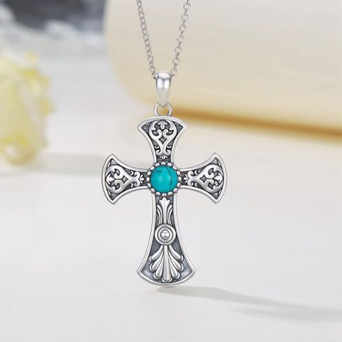 Daixiya Western Cow Tap Necklace 925 Sterling Silver Turquoise Daisy Western Pendant Necklace Western Jewelry Gifts for Women Girls, Sterling Silver, Turquoise in Saudi Arabia