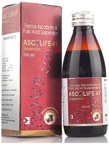 ASCOLIFE XT TONIC | Ferrous Ascorbate 100mg + Folic Acid 1.5mg | Useful for Anaemia, Menorrhagia, Pregnancy & Lactation, Gener alized Weakness in Saudi Arabia