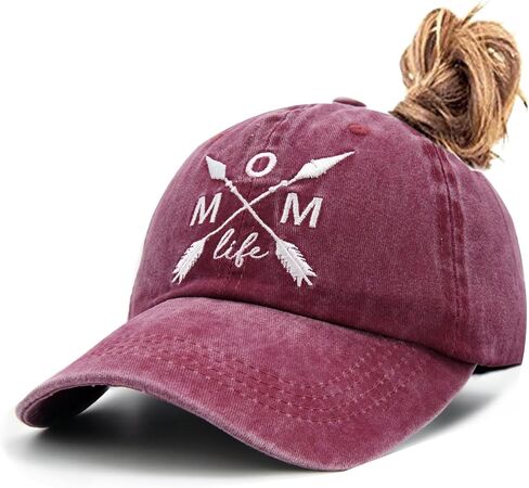 قبعة LOKIDVE Mom Life Arrow على شكل ذيل حصان، قبعة بيسبول متوترة ذات كعكة عالية in Kuwait