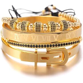 Gold Silver Rose Gold Plated Bracelets for Men Women Roman Numeral Bangle Bracelet Stainless Steel Personalized Engraved Unisex Gift (Silver 4mm Womens) in Kuwait