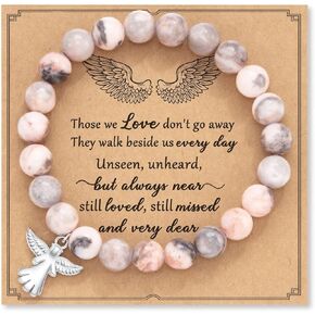 Fuqimanman2020 Guardian Angel Charm Bracelets for Women Crystal Beaded Stretch Bracelet Faith and Love Jewelry