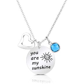 قلادة محفورة من You Are My Sunshine للنساء والفتيات قلادة على شكل جوهرة الميلاد هدايا تذكارية تشجيعية