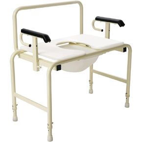 Dynarex Bari+Max Bariatric HD Drop Arm Commode - إطار فولاذي شديد التحمل، سعة وزن 1000 رطل - كومود بجانب السرير قابل لضبط الارتفاع - عرض المقعد 30 بوصة in Kuwait