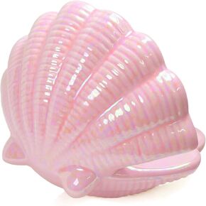 Ceramic Clamshell Jewelry Dish Storage Pink Shell Decoration Multi-Function Ceramic Ring Dish for Home or Office, Ideal for Jewelry and Keys