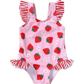 Tiny Cutey Toddler Girl Swimsuit Ruffled Stripe Sleeveless Swimwear One-Piece Baby Girl Bathing Suits in Kuwait