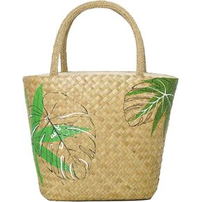 DPH Lepironi Grass Bags Vietnamese Natural Bags Straw Summer Beach Bags Hand Drawing Bags Tote Bag Summer Handwoven Shoulder Bags HanPurse For Travel-Small (Vintage)