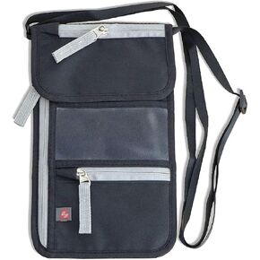 SANTREST Travel Neck Pouch Passport Holder with RFID Blocking- Compact Neck Wallet (2 pack)