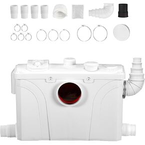 800W Macerator Pump, Macecrating Toilet Pump with 4 Water Inlets for Macerator Toilet System and Toilet, Basement, Laundry, Sink