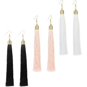 REVOLIA 3 Pairs Womens Long Tassel Dangle Earrings for Girls Fringe Drop Earrings Elegant