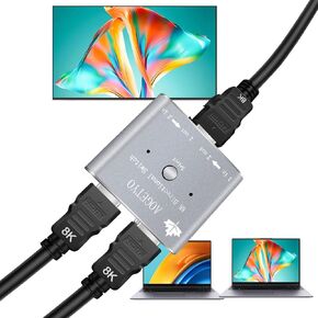 موزع HDMI 8K، محول HDMI 2 في 1 مخرج/ 1 في 2 مخرج HDMI، مطلي بالذهب 4K@120 هرتز، 8K@60 هرتز، محول HDMI 2.1 فائق الدقة من الألومنيوم بسرعة 48 جيجابت في الثانية، محول ثنائي الاتجاه يدعم PS3/4/5، Xbox Blu-Ray لاعب فاير ستيك روكو in Kuwait