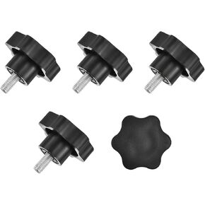 uxcell 4Pcs Star Knobs, M8x16mm Plastic Hex Shaped Clamping Handle Screw Knobs, Hand Tightening Star Screw Knob for Machinery Umbrella Base Replacement