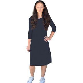 Kosher Casual Women's Modest Knee Length Lightweight T-Shirt Dress with 3-4 Sleeves