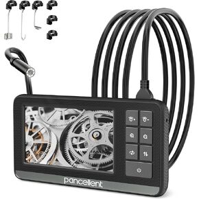 Industrial HD Digital Borescope, Pancellent 4.3" IPS Endoscope Inspection Camera with Handheld IP67 Waterproof Snake Sewer with 8 LED Lights 16.5ft Semi-Rigid Cable
