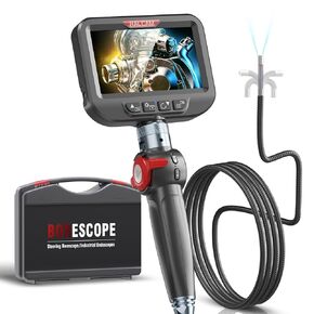 Ralcam Articulating Borescope, 2-Way 180° Endoscope Camera with 8.5mm Lens Articulated Snake Camera, 4.3'' Screen, Video Inspection Camera with Light for Automotive Home Mechanics-5FT Semi-Rigid Cable