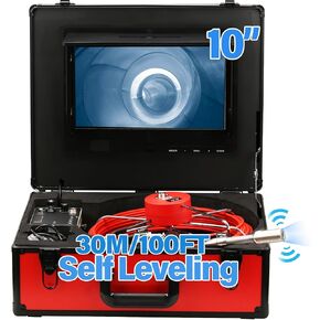 Sewer Camera, 10" Pipe Drain Inspection Camera with DVR Function and LED Lights, 30M/100ft, Pipe Inspection Camera, Borescope Sewer Inspection Camera with 1080 HD Monitor Cable for Plumber, 16GB Card